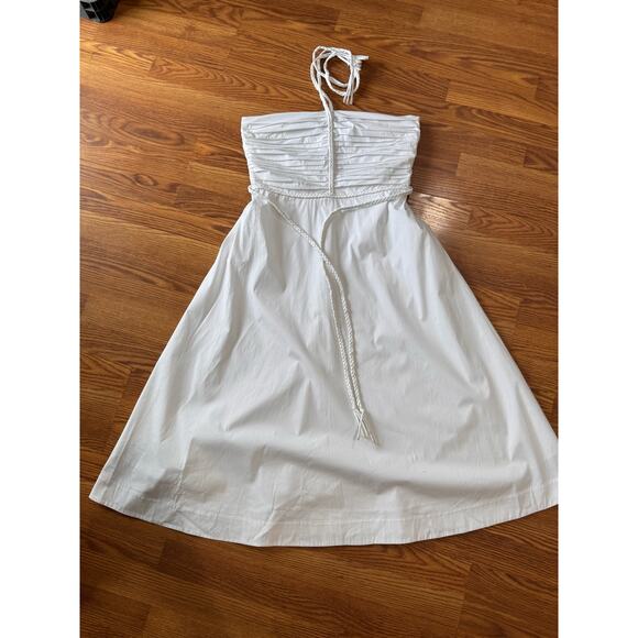 Veronica Beard white strapless halter midi TUCKER DRESS size 12 / large - Picture 8 of 13